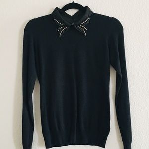 Black Peter Pan Collar Sweater